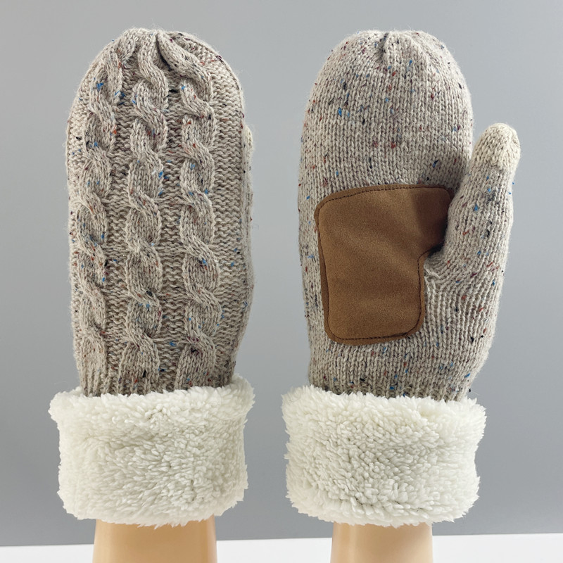 Touchscreen Knitted Woolen Gloves for Men and Women in Autumn and Winter Outdoor Windproof and Warm Protection Thickened Adult Fingers with Velvet