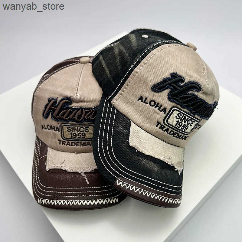 Ball Caps Korean retro washed mens and womens baseball cap cotton buckle cap embroidery new version fashionable letter casual Distress L240910
