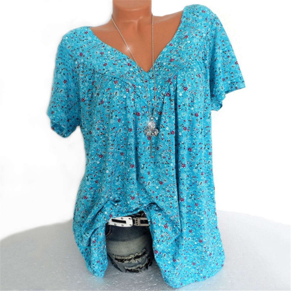 New Summer Collar Loose Short Sleeved Printed T-Shirt, Trendy Clothing, Fashionable And Casual Temperament B1