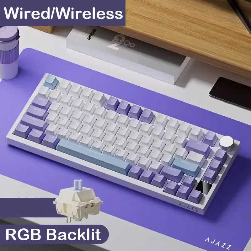 AJAZZ AK820/AK820Pro Mechanical Keyboard TFT Sn Mtifunctional Knob Gaming Keyboard Wired/2.4GHz/BT Connect PC Keyboard Y241126