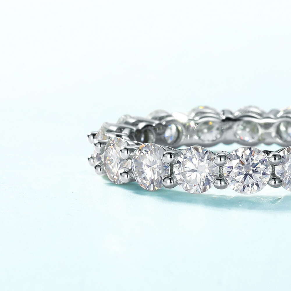 Kacy Gra Certified Moissanite Diamond Rin 925 Sterling Sliver Iced Out Hip Hop Men Tennis Eternity Band Cuban Link Fine Jewelry