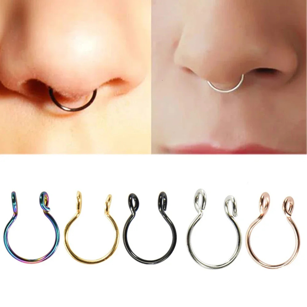 2 Sizes U Shaped Nose Ring Hoop Septum Rings Stainless Steel Piercing Oreja Pircing Jewelry 241125