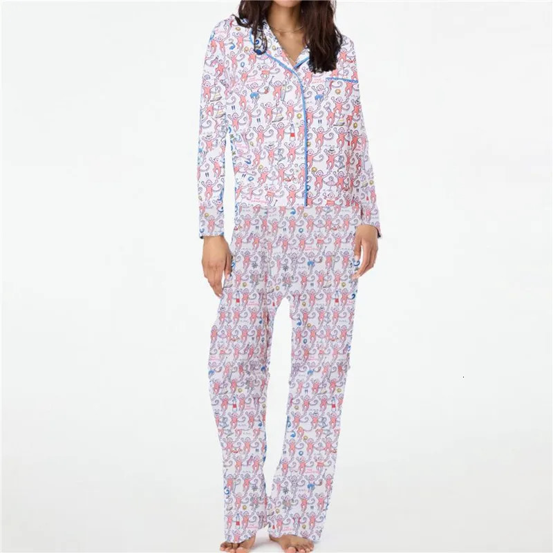 2025 Designer Roller Rabbit Monkey Preppy Pjs Cute Pj Women's Pants Y2k Long Sleeve Pamas Set 2-piece Casual Clothing