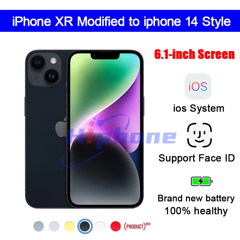 iPhone Original Unlocked iphone Xr Convert to iphone 14 Cellphone 3G RAM 64GB 128GB 256GB ROM iphone14 Mobilephone