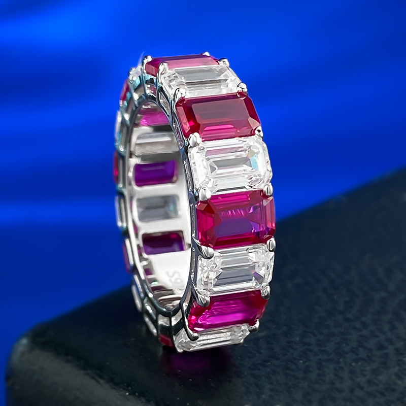 Lovers Ruby Diamond Ring 100% Real 925 sterling silver Party Wedding band Rings for Women Men Engagement Jewelry Gift 240624