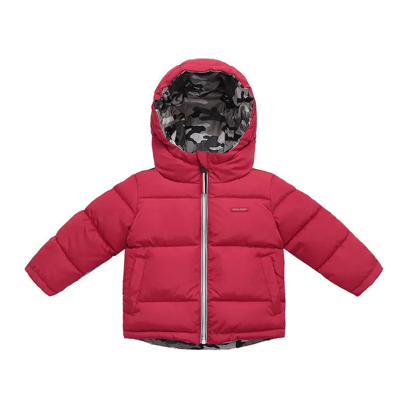Winter Thick Warm Down Coat For Boys Jackets Can Be Worn On Both Sides Toddler Hooded Outerwear Infant Children Clothes 241126