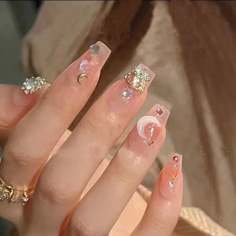 24Pcs Fake Nails Press On Tips Art Supplies Reusable Edhesive False For ABS Artificial Sith Adhesive Full Cover Nail AlmondXJ241128