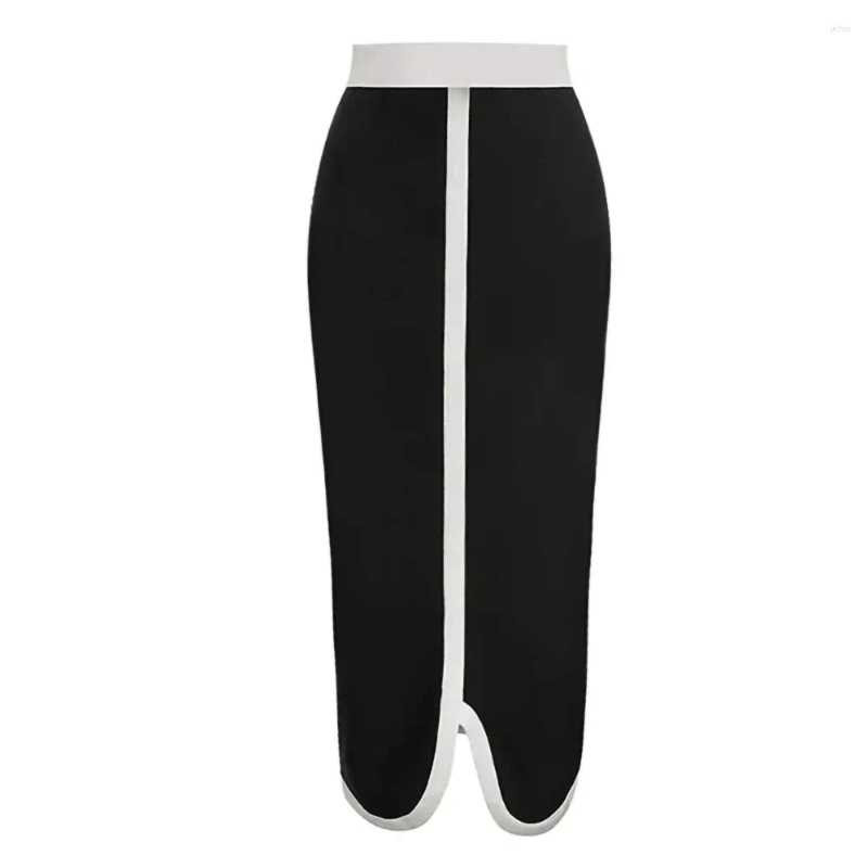 Womens Swimwear 2024 Black White Spliced Swimsuit Elegant Tube Top Bow Belt Bikini Irregular Hip Beach Skirt Vintage Pool