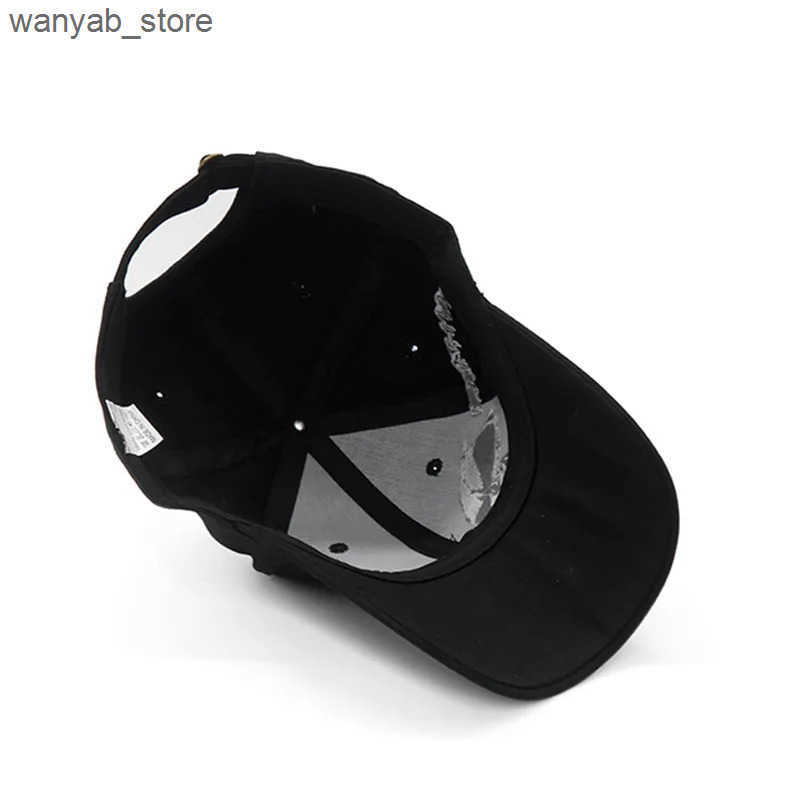 Ball Caps Mens embroidered skull cap cotton sports baseball cap fashionable black pattern womens button back army mens cap hip-hop bone L240910