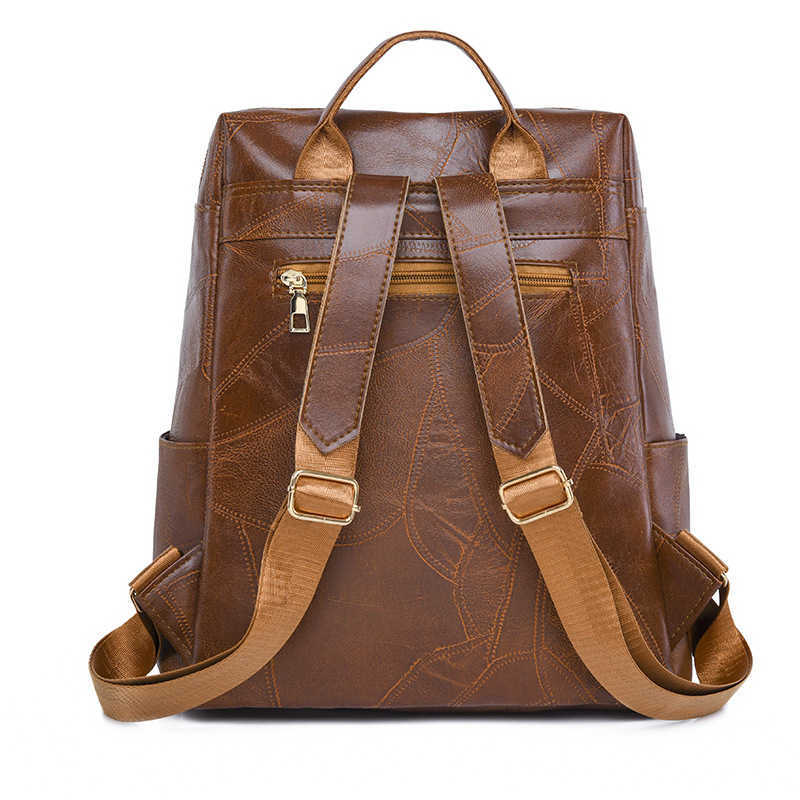 Women's backpack PU soft leather bag large capacity women's backpack casual backpack women's bag 241129