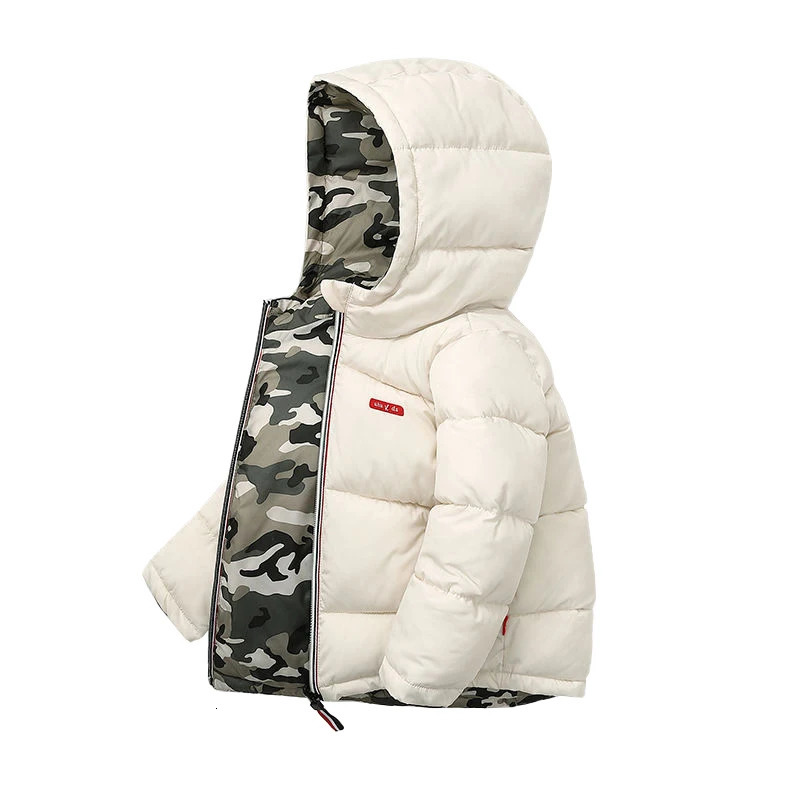 Winter Thick Warm Down Coat For Boys Jackets Can Be Worn On Both Sides Toddler Hooded Outerwear Infant Children Clothes 241126