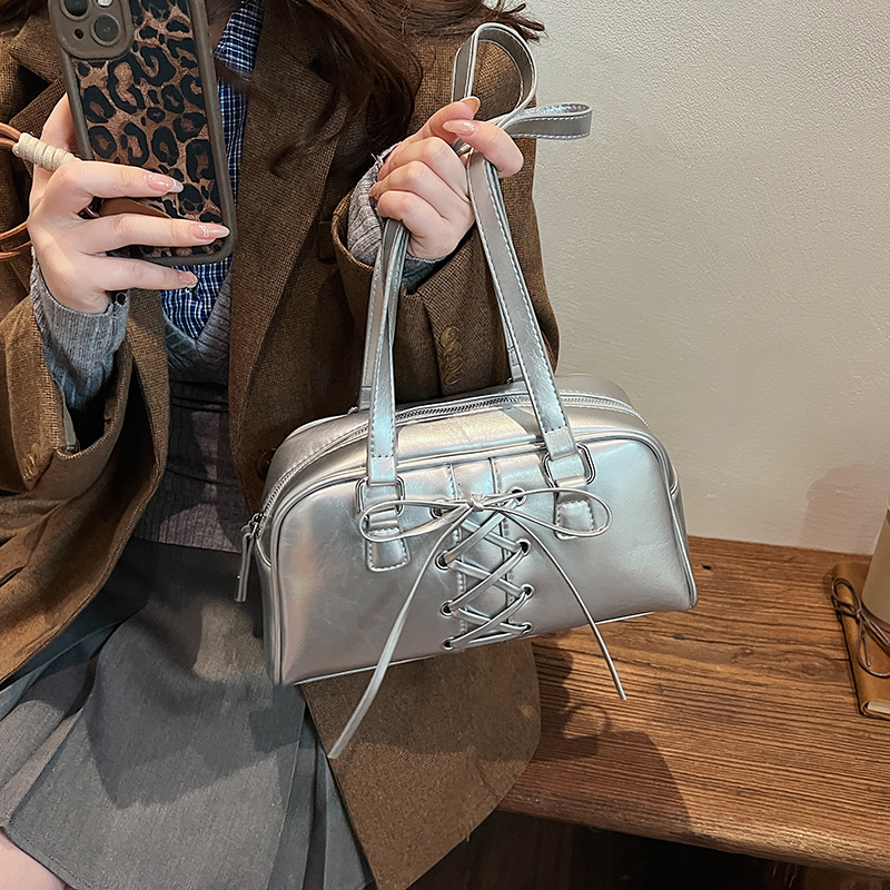 Y2k Red Handbag Purse For Women Girls Aesthetic Japanese Shoulder Faux Leather Tote PU Underarm Top Handle Clutch Bag