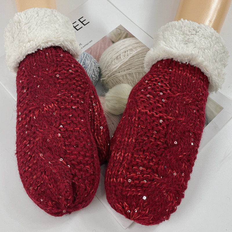 Manufacturer direct sales of women's knitted gloves with thick velvet and finger cots wholesale of winter outdoor warm woolen gloves