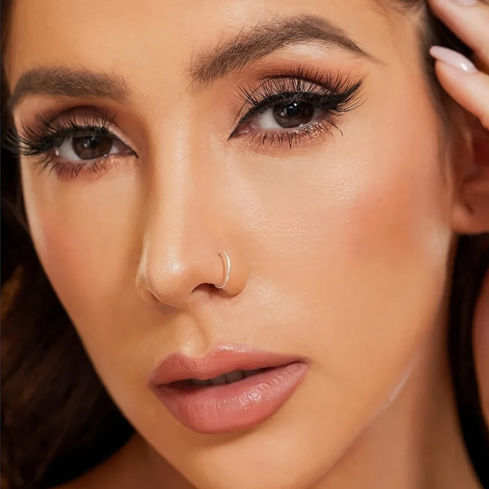 3pcs 20G16G 6810mm Nose Rings Hoops Set Small Thin Piercing Jewelry Elegant Minimalist For Septum Gold Silver Rose Color 241125