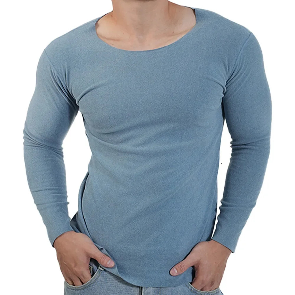 2 underwear tops for men autumn tight fitting winter dresses shirts round neck ultra-thin fit long sleeved T-shirts plus size 241122