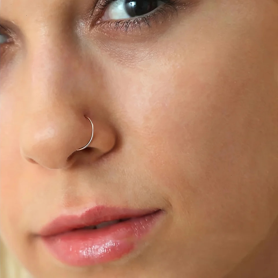 3pcs 20G16G 6810mm Nose Rings Hoops Set Small Thin Piercing Jewelry Elegant Minimalist For Septum Gold Silver Rose Color 241125