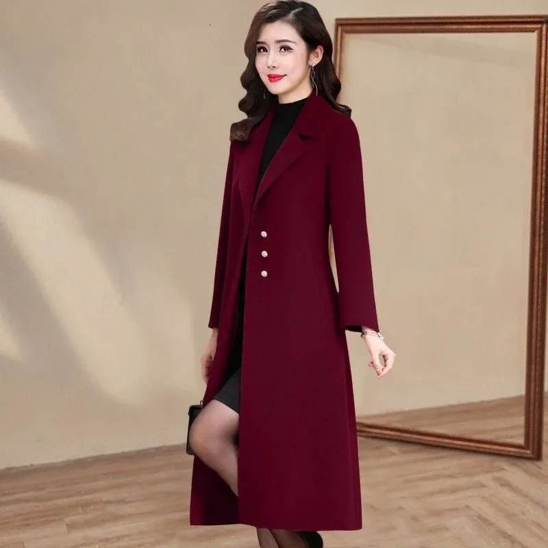 Stylish AgeReducing Autumn Winter Woolen Jacket For Women Slimming High Waist Slim Fit Smooths Your Silhouette Plus Size 241129