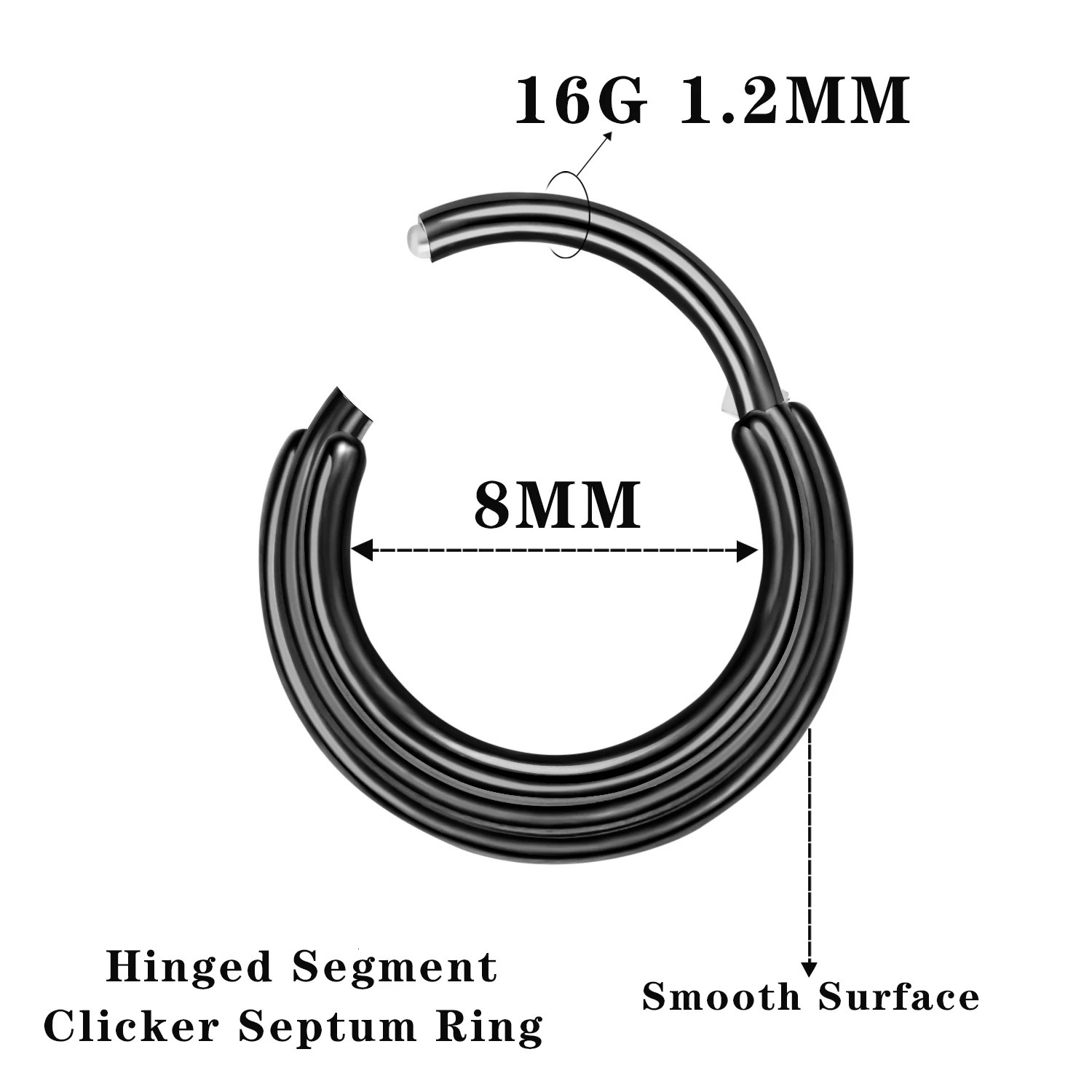 16G Hinged Septum Clicker Nose Ring Hypoallergenic Stainless Steel Hoop Daith Earring Piercing Jewelry 241125