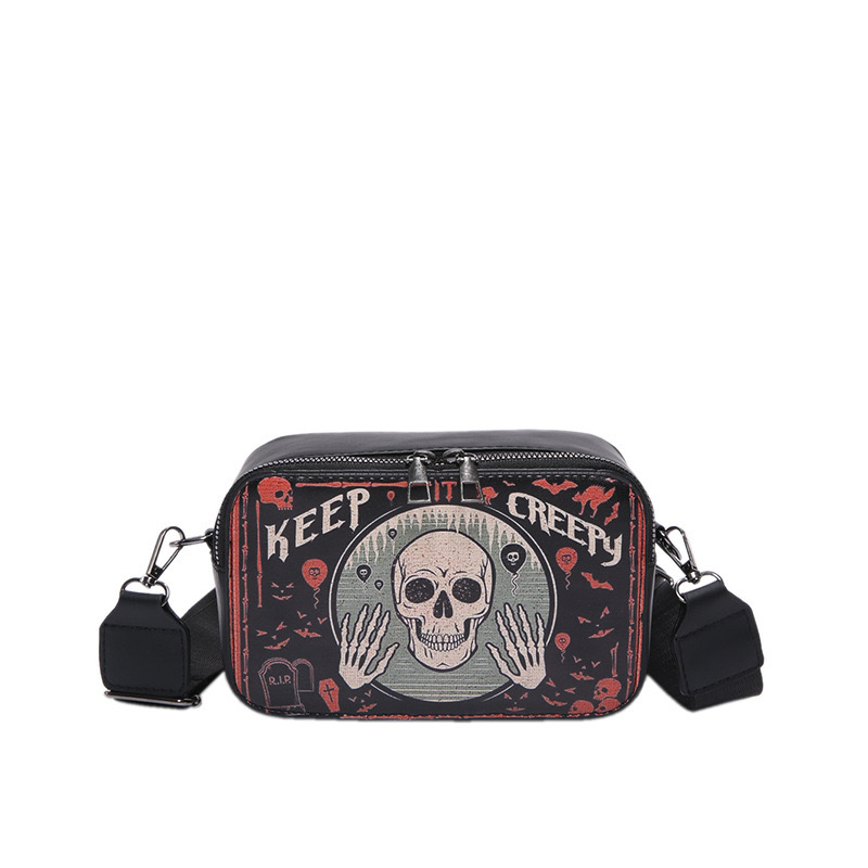 Trendy and fashionable Halloween women's 2024 new high-end wide shoulder strap New small square versatile crossbody bag