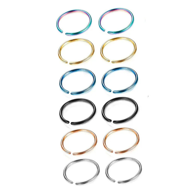 08mm Thin Nose Ring Septum Helix Nostril Piercing Labret Lip Cartilage Earrings Hoop Wholesale 241125