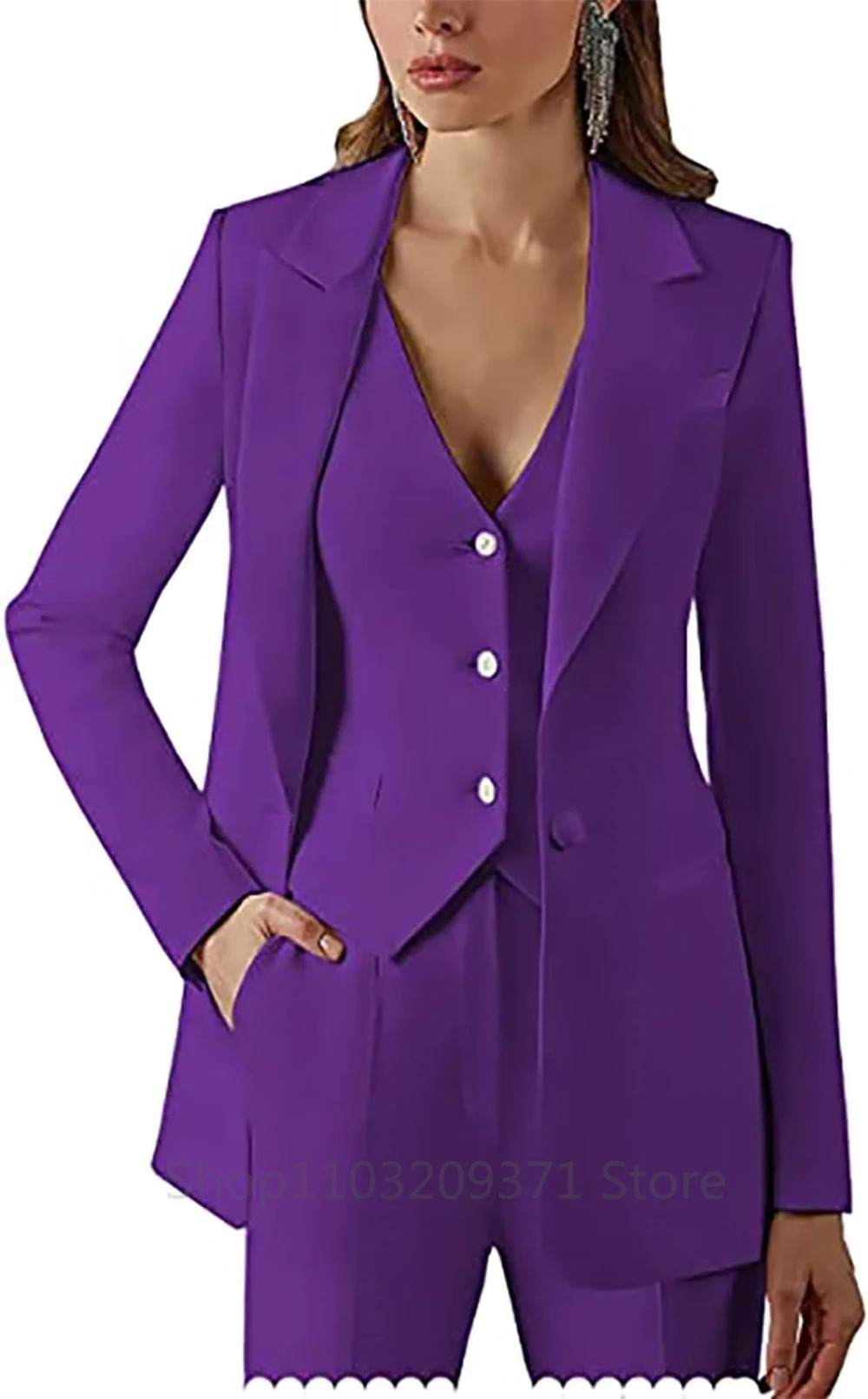 3 Pieces Plus Size Women Suit Set Lapel Blazer Business JacketVestPants Office Lady Pantsuits Formal Party Prom Dress 241126