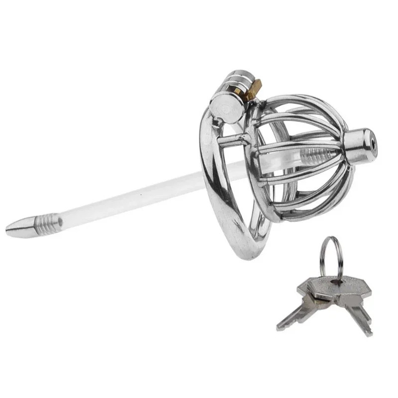 Metal Chastity Cage Male 2 Type Cock Penis Ring Masturbation SM Gay Devices Adult Sex Toys For Men 240423