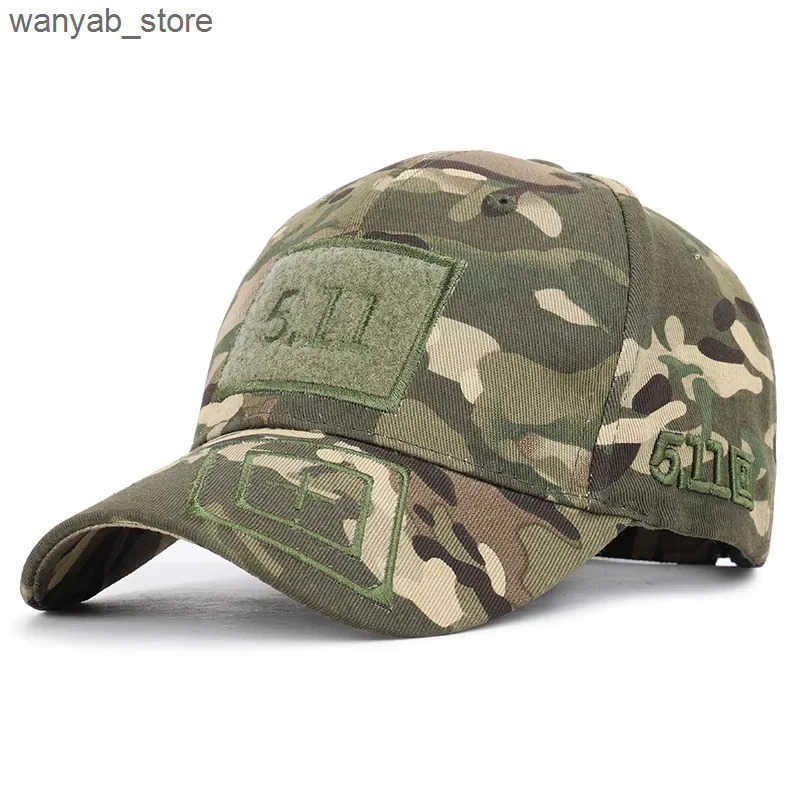 Ball Caps Mens tactical baseball cap fan colored cotton snap button green jungle game cap fishing sports camping cap L240910