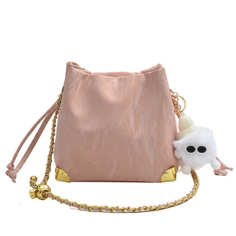 Korean Version Popular Bucket Bag, Women's New Fashionable Casual Chain Crossbody, Niche Drawstring, Underarm B1