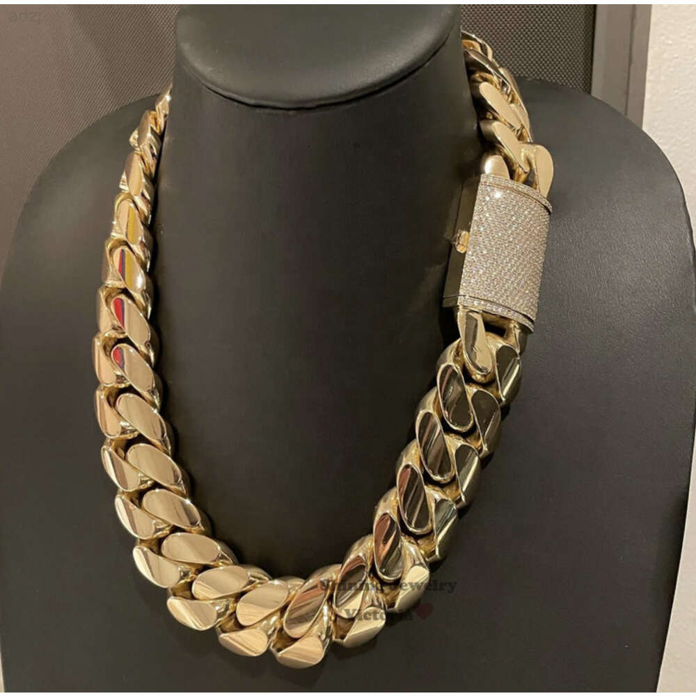 Hip Hop Jewelry Men Thick Miami Cuban Necklace 22mm 24 1kilo Gram 14k Gold Plated Plain Style 999 Silver Cuban Chain