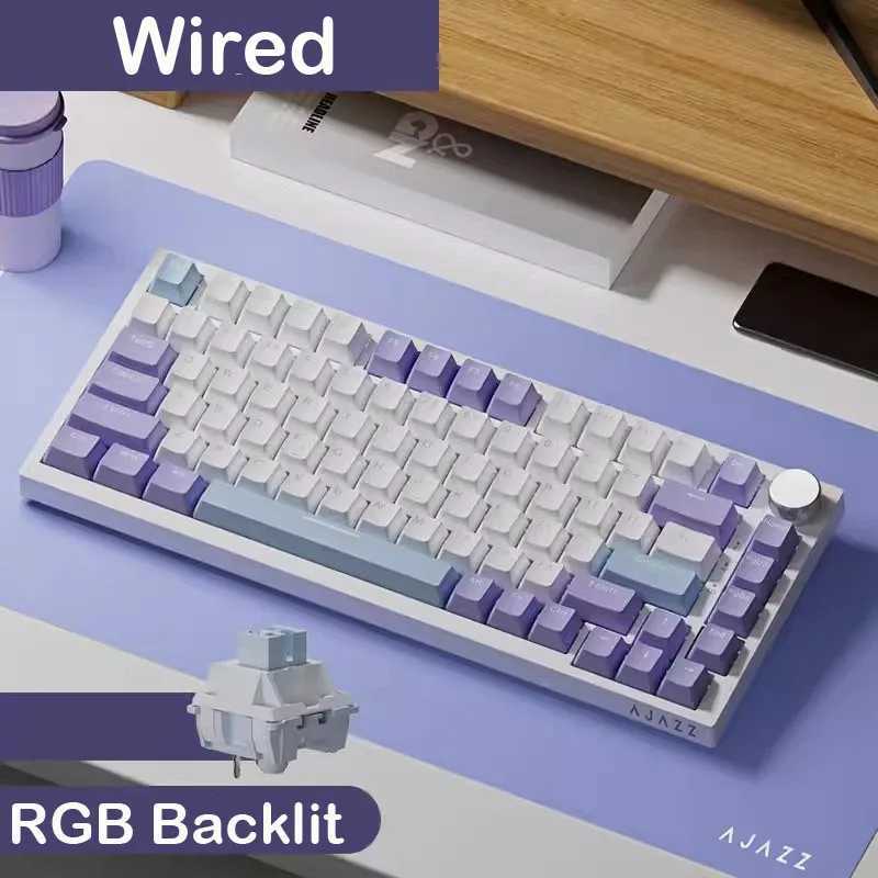 AJAZZ AK820/AK820Pro Mechanical Keyboard TFT Sn Mtifunctional Knob Gaming Keyboard Wired/2.4GHz/BT Connect PC Keyboard Y241126