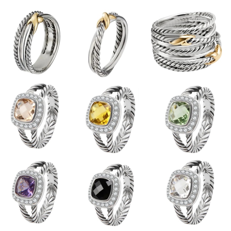 Designer ring band Rings for Women with box Twisted Two Color Cross Vintage Ring 925 Sterling Silver Diamonds Wedding Jewelry Fashion Christmas Gift