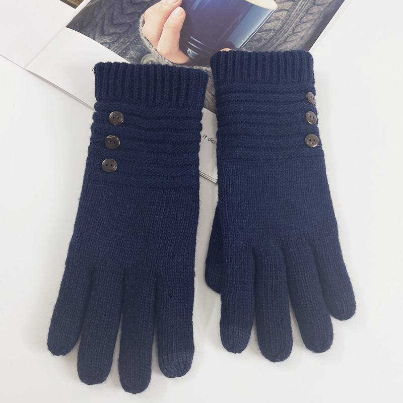 Warm gloves for autumn and winter knitted with plush and thickened touch screen wool gloves for cycling cold proof and anti slip cross-border Amazon