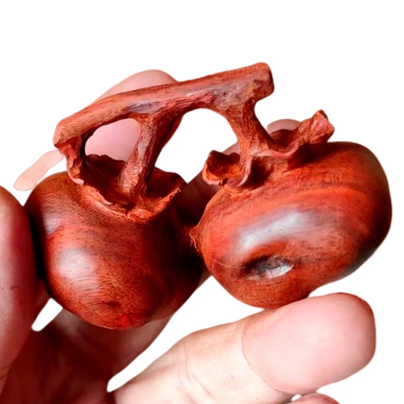 Handcrafted Pear Wood Handle Featuring Unique Persimmon Shape Design