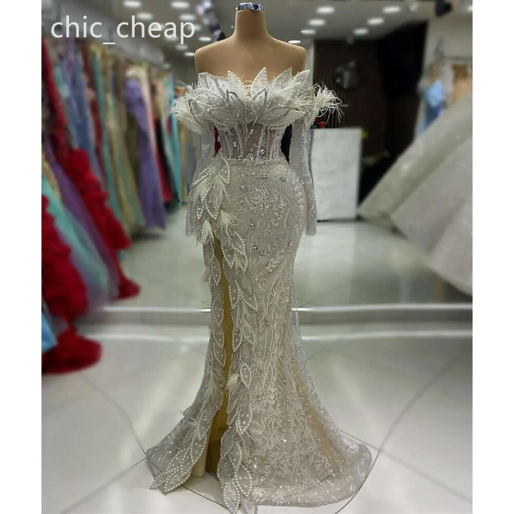 Aso Mermaid Sier Ebi Prom Dress Sequined Lace Pearls Evening Formal Party Second Reception Birthday Engagement Gowns Dresses Robe De Soiree Zj Es