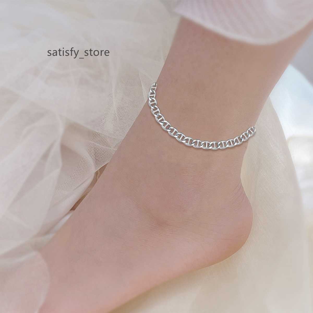 Wholesale Foot Jewelry Custom 925 Sterling Silver Cuban Link Leg Chain Anklets For Women