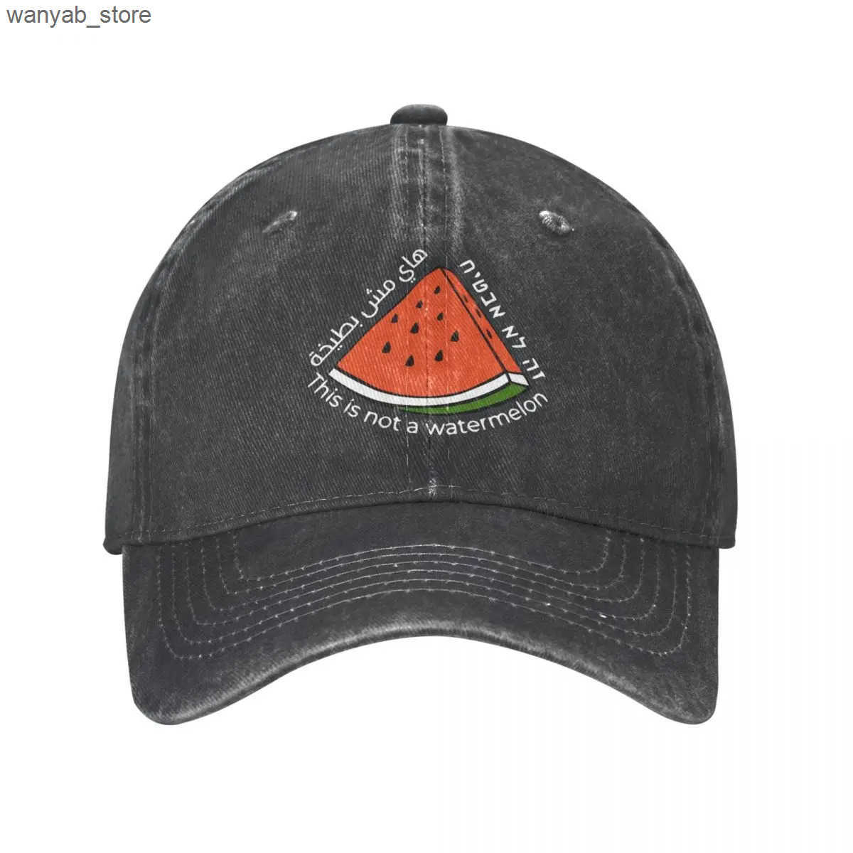 Ball Caps This is not a watermelon Arabic baseball cap retro Distressed denim hair washing and wearing unisex outdoor adjustable hat L240910