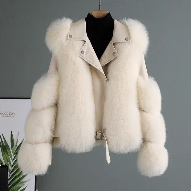 Faux Fur Jacket Women Street Patchwork Long Sleeve Pu Leather Fluffy Female Thicken Coat 2024 Winter Loose Lady Outwear 241129