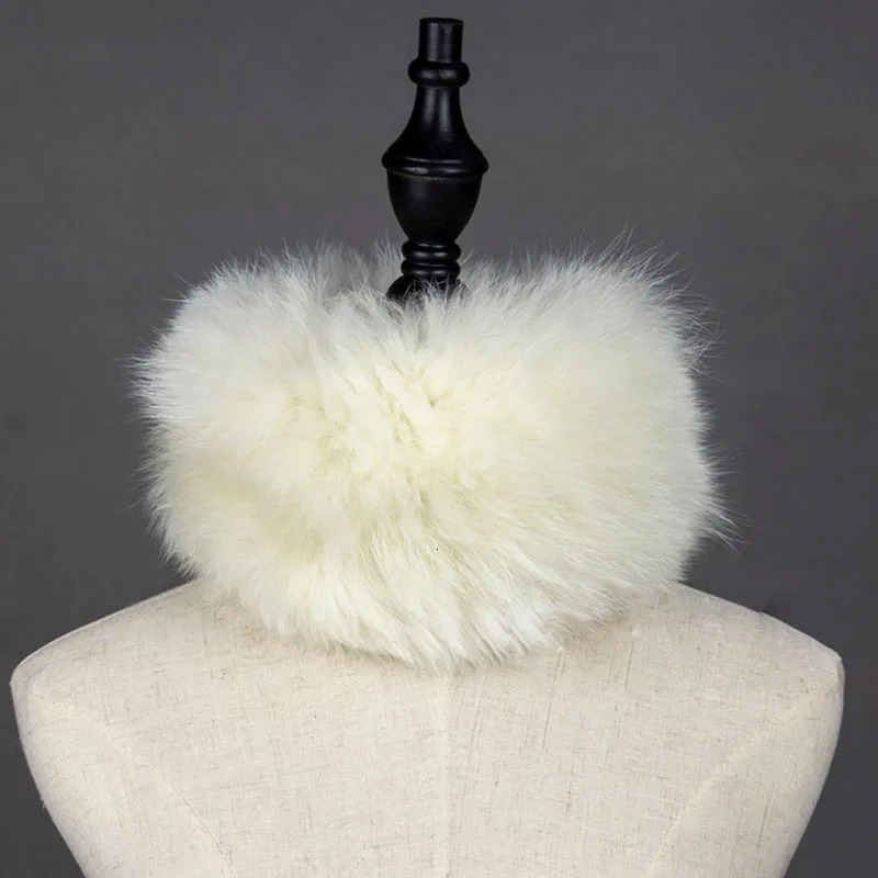 Real Raccoon fur Scarf Women Knitted Winter Warm Natural Fur Scarves Elastic Ladies Neck Warmer Russia Headbands 241122