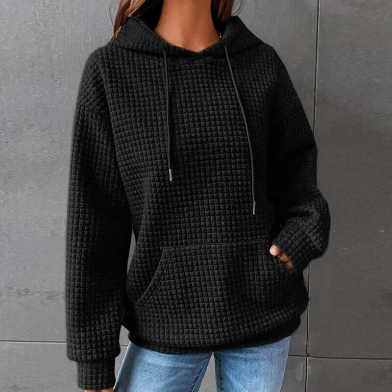 Autumn Winter European And American Women's New Small Style Round Neck Hooded Long Sleeved Sweatshirt Solid Color Trendy Clothing Fashionable Cas