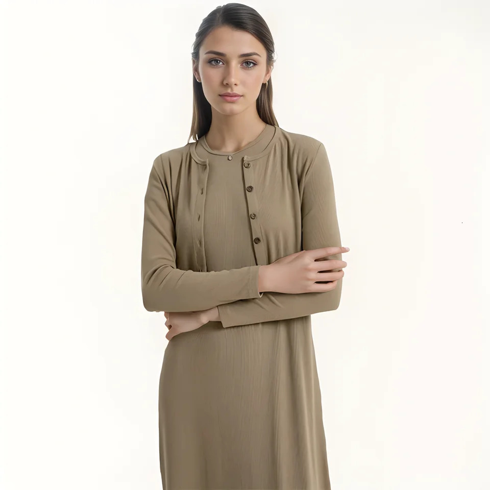 Autumn Women Long Sleeve Cardigan Suit Dress 2024 Solid Color Singlebreasted Top Sleeveless Set Female Casual Outwear 241129