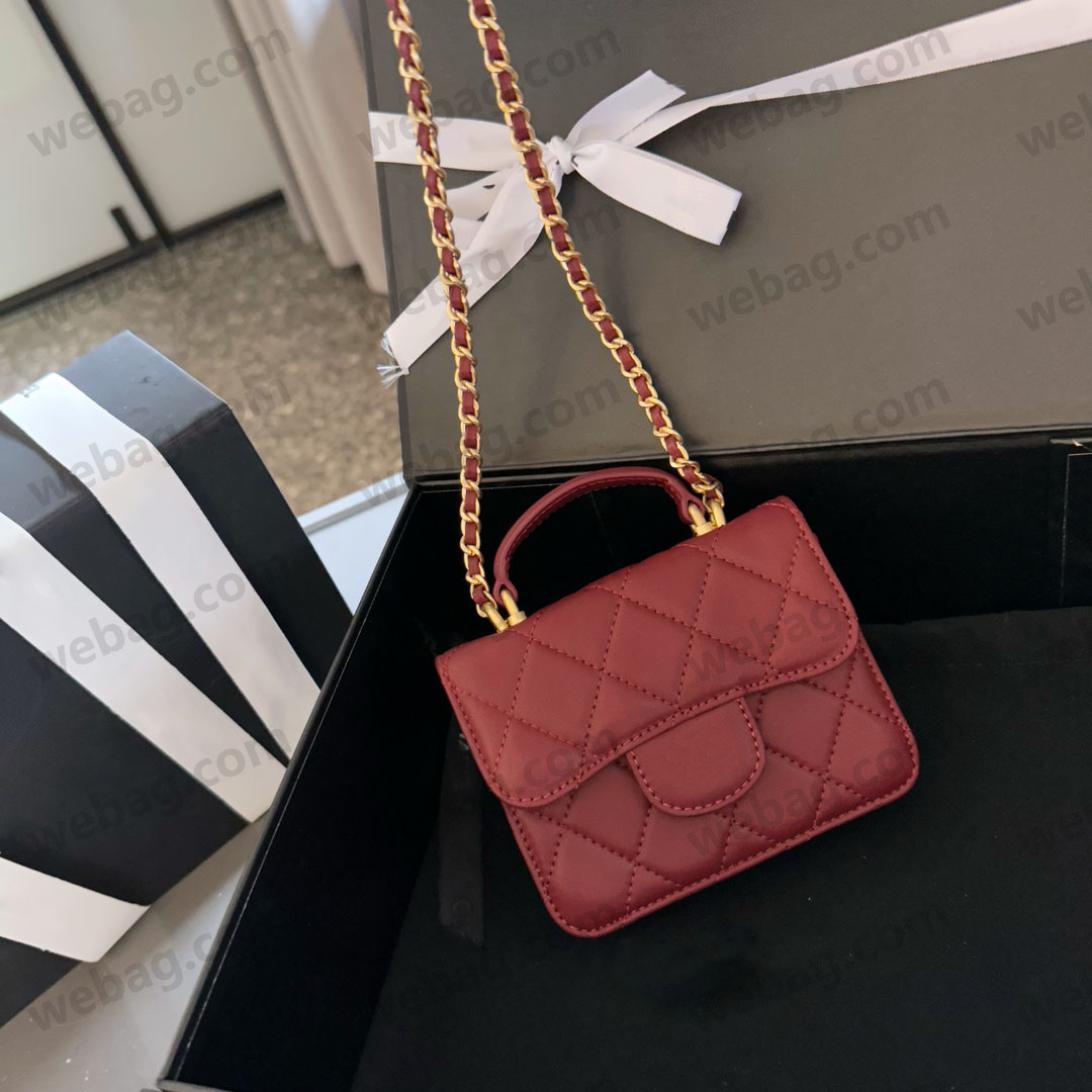 Classic Designer Bag Leather Mini Crossbody Genuine Leather Shoulder New Wallet Key Passport Women's Bag Fashion Burgundy Designer Mini Chain Bag