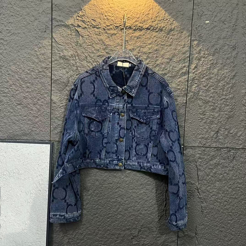 Women's Jacket Denim Coats Designer Women's Long Sleeve Cropped Slim Button Lettering Autumn High Quality Designer Jacket S-L
