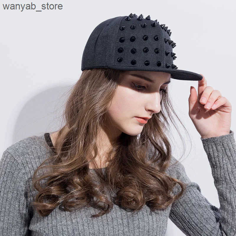 Ball Caps Neutral punk hedgehog hat personalized jazz snapshot spike screw stud spike baseball cap hip-hop rock dance Bones dad hat L240910