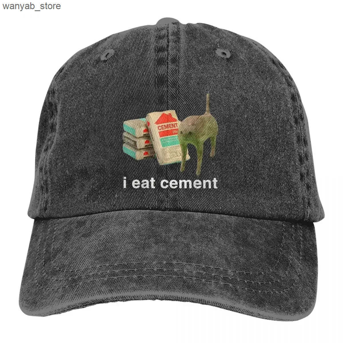 Ball Caps I eat cement cursed cat baseball cap retro painful cotton interesting strange special meme dad hat man woman outdoor running golf L240910