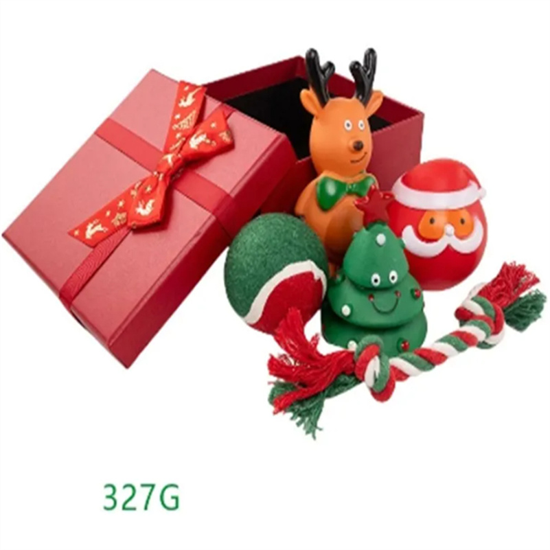 Christmas Dog Stocking Toys Set with Squeaky Toys Santa elk pet Toy