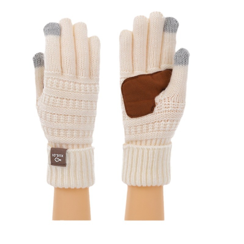 Winter anti cold and warm touch screen knitted gloves foreign trade source outdoor cycling five finger gloves fashionable woolen gloves