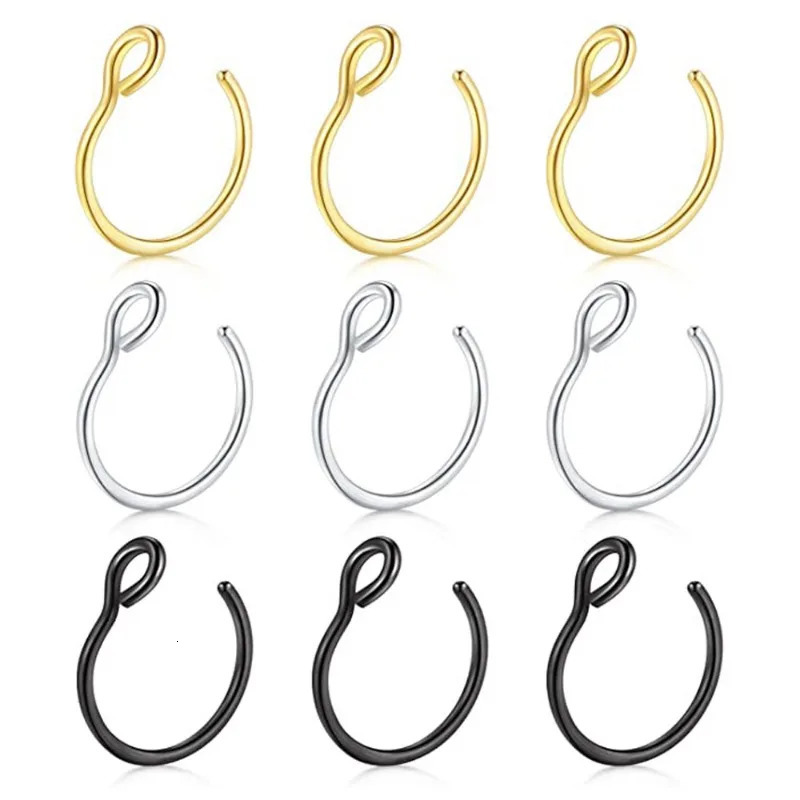 235Pcs 316L Stainless Steel Nose Ring for Women Men C Shape Clip On Lip Cartilage Tragus Helix Ear Piercing Jewelry 241125