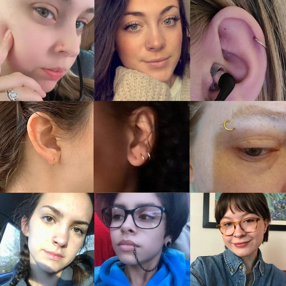 Steel Small Nose Rings Body Clips Hoop 16G 18G 20G Tragus Septum Cartilage Piercing Jewelry For Women Men Girl Gift 241125