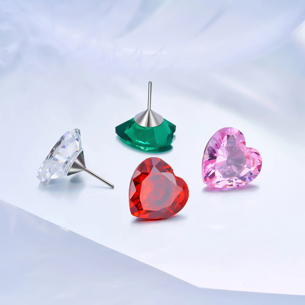 ASTM 36 18G16G Threadless Push Pin Labret Stud CZ Heart Cartilage Earring Helix Tragus Nose Piercing 241125