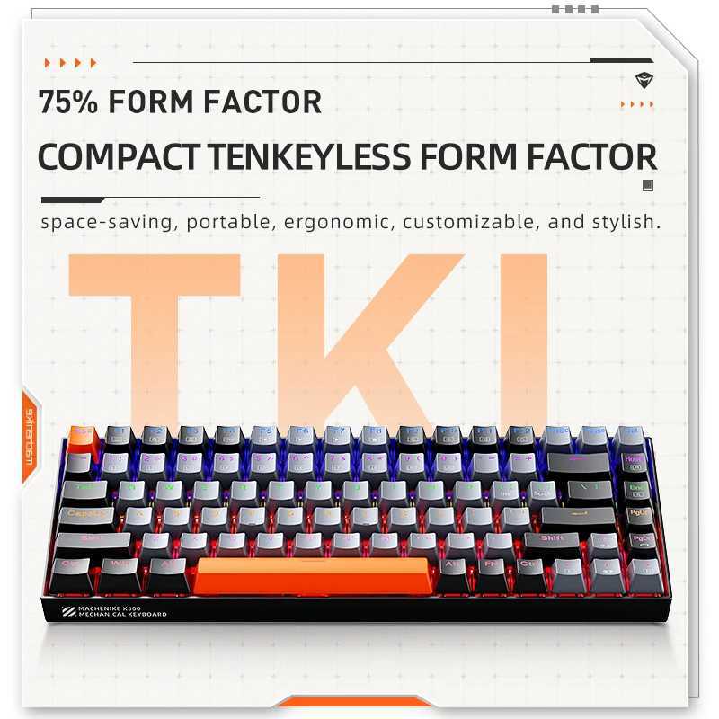 Henike K500A-B84 mechanical keyboard 75% TKL hot swappable wired gaming keyboard 6-color backlit 84 keys suitable for PC player laptops Y241126